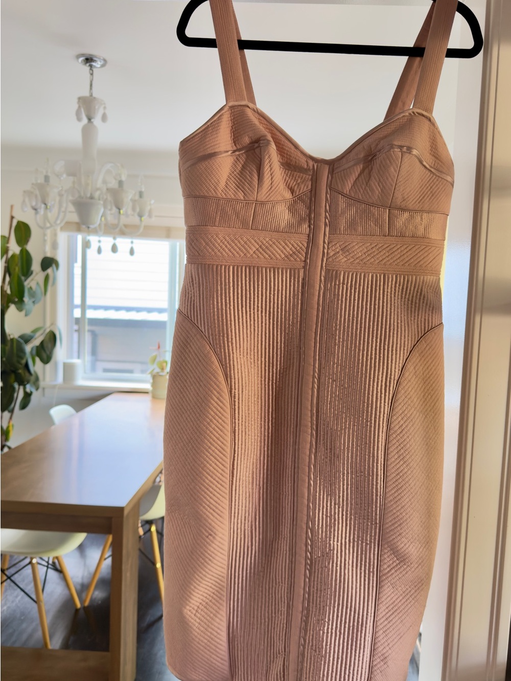Sculpted Bodycon Dress in Blush Pink